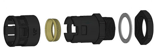 plastic flexible conduit connector structure