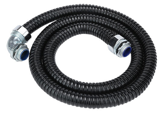 black pvc coated flexible conduit with connectors