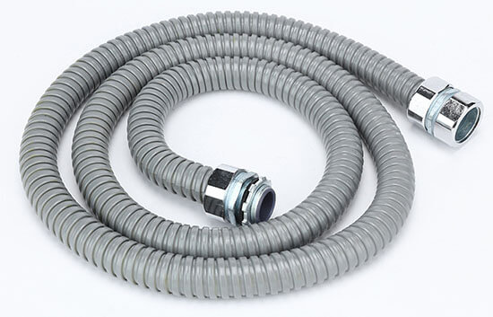 grey pvc coated flexible conduit with connectors