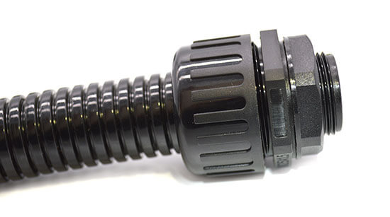 waterproof plastic connector with nylon flexible conduit