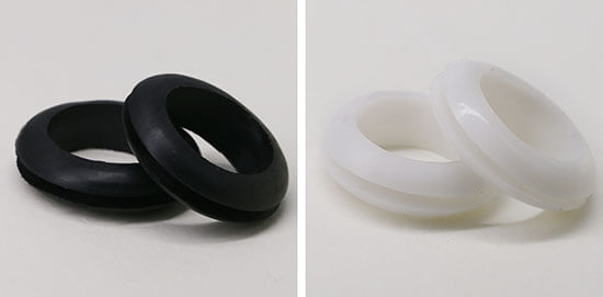 black and white rubber wire grommet