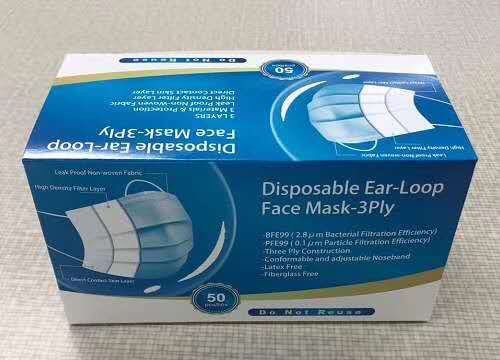 Disposable earloop face mask package